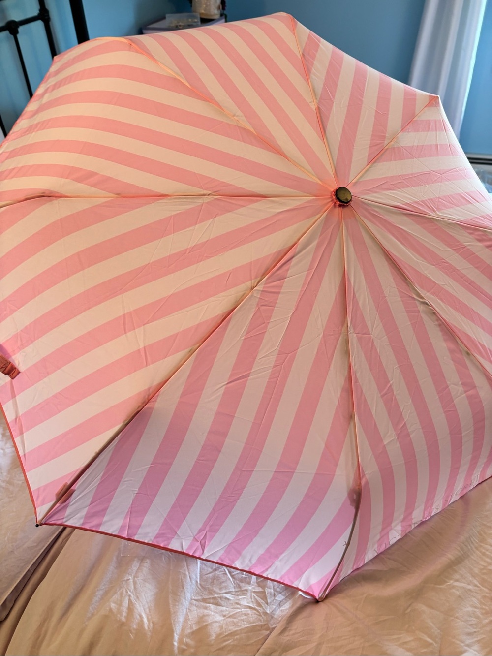 Pink and White Striped Umbrella